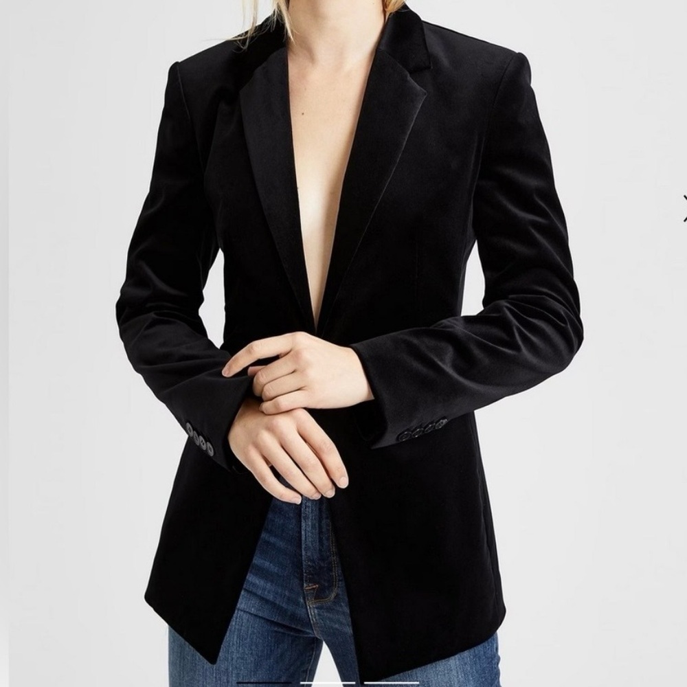 Theory Black Velvet Power Jacket | One-Button Blazer | Size 4